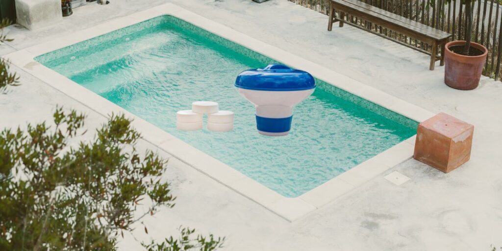 Dichlor Tablets Used For Sanitizing Pool Water With a Dispensing Floater